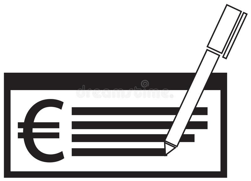 Euro icone ou logo de devise sur un cheque reglement 110056597